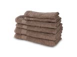 Set Di Asciugamani Brielle Da 6 Pezzi In 100% Cotone, 2 Asciugamani Da Bagno (70X140 Cm), 2 Asciugamani Da Mano (50X100 Cm), 2 Asciugamani Da Ospite (30X50 Cm), Marrone