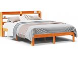 Vidaxl Letto In Legno Massiccio Senza Materasso Cera Marrone 135X190 Cm Legno Di Pino
