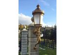 Casa Padrino Barocco Applique Da Esterno Oro / Vetro Satinato H. 237 Cm - Enorme Luce Da Giardino Per Esterno