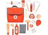 Umu® Mini Set Medico Per Bambini In Legno 14 Pezzi - Valigetta Del Medico Per Bambini Di 2, 3, 4 E 5 Anni