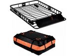 Cesto Portatutto - Cesto Universale Da Tetto 1305X915X127 Mm - Vassoio Con Borsa - Portata 90 Kg - Portapacchi - Nero - Campeggio, Viaggi E Molto Altro.