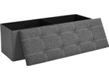 Pouf Portaoggetti, Box Pieghevole, 110 X 38 X 38 Cm, Poggiapiedi In Lino Artificiale, Portata Fino A 300 Kg, K