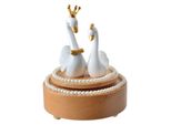 Clayre & Eef Scatola Musicale Cigno Ø 11X15 Cm Legno Beige