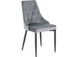Sedia Da Pranzo Imbottita "York"", In Grigio Con Gambe Nere, 49 X 56 X 91 Cm"