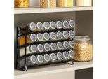 Portaspezie Da Terra E Da Parete Con 28 Barattoli Di Spezie Etichette Imbuto Scaffale In Metallo Organizzatore Scaffale Da Cucina A Quattro Livelli