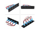 12-24V 5 Gang Round Dash Rocker Toggle Switch Panel Blue Led Per Rv Barca Yacht Marine