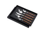 Set Di Posate Da Tavola Coltelli Da Cena In Acciaio Inox Forchette Cucchiai Mangiare Utensili Set Di Posate Ad Alta Durezza (Manico In Legno)