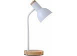 Lampada Da Tavolo Edm 32015 Legno Naturale Bianco Acciaio 40 W 12 X 17 X 45 Cm
