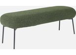 Panca Tessuto Bouclé E Gambe In Metallo, Verde Kaki