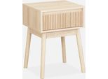 Comodino Decorazione Legno 1 Cassetto, Marrone Naturale
