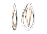 Paar Creolen Jobo, Silber (Silber 925), Ohrringe, Damen, Silber 925 (Sterlingsilber), Oval 925 Silber Bicolor Vergoldet