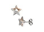 Paar Ohrstecker Jobo "Stern", Silber (Silber 925), Ohrringe, Damen, Silber 925 (Sterlingsilber), 925 Silber Bicolor Vergoldet Mit 4 Zirkonia