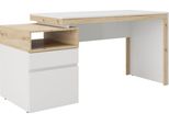Schreibtisch My Home "Santiago", Weiß (Eiche, Weiß), B:160Cm H:76Cm T:60Cm, Mdf Lackiert, Spanplatte Mit Melaminbeschichtung;Abs-Kanten;Soft-Close BeschläGe, Metall, Tische, Schreibtisch, Laptoptisch, Home Office