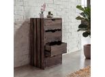 Cassettiera HWC-C62, Cassettiera In Legno, Effetto Shabby Vintage, 4 Cassetti 70X32X26Cm ~ Marrone