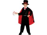 Costume Da Mago Mantello 19° Secolo Rosso Nero Cappello A Cilindro Giacca Carnevale Trucchi Magici Bambini Accessori Spettacolo Magico Mantello Mago, Dimensioni: 128/134 Colore: Nero