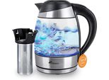 Bollitore In Vetro Tresko® 1,8L / 2200W Con Impostazione Della Temperatura | Bollitore Per Tè In Acciaio Inox Touch Con Filtro Per Il Tè E Filtro Anticalcare | 100% Bpa Free | Illuminazione A Led Che Cambia Colore | Funzione Di Mantenimento In Caldo Per 2 Ore