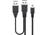 Goobay 93587 Cavo Di Alimentazione Doppio Usb 2.0 Hi-Speed, Nero, 0,6 M - Connettore Usb 2.0 Maschio (Tipo A) + Connettore Usb 2.0 Maschio (Tipo A) > Connettore Usb 2.0 Mini (Tipo B, 5 Pin)
