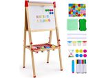 Cavalletto Per Bambini - Lavagna Per Bambini E Lavagna Bianca Bifacciale In Legno - Ideale Per Attività Creative