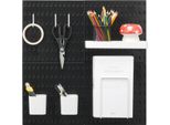 Succebuy Set Di Bacheche In Plastica 11" X 11"", 4 Pannelli, Organizer Da Parete Con Accessori, Per Garage, Cucina, Ufficio, Nero"
