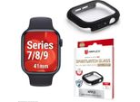 Displex 02129, Pellicola Protettiva, Smart Watch, Nero, Apple, Apple Watch 9/8/7 (41 Mm), Policarbonato (Pc), Vetro Temperato