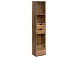 Libreria - Scaffale Con Cassetti - 6 Ripiani - Melamina E1, Materiale A Base Di Legno - 30 X 158 X 24 Cm - Max. 40 Kg - Marrone Caffè