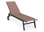 Costway 1 Pz. Lettino Da Giardino Con Rotelle, Schienale Regolabile E Tessuto Ad Asciugatura Rapida, Sedia A Sdraio Arrotolabile Fino A 150 Kg Brown