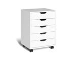 Armadio Portadocumenti Fch Con 5 Cassetti Chiudibili A Chiave, 4 Rotelle, Per L'ufficio Domestico, 48,3 Cm × 40,1 × 64,9 Cm, Bianco