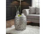 Finebuy Tavolino Rotondo Da 40 Cm In Alluminio Argento E Piano In Marmo Bianco – Tavolino Da Salotto In Alluminio – Tavolino Da Salotto In Metallo Tavolino Decorativo Fatto A Mano