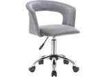 Sedia Da Ufficio - Velluto - Grigio Chiaro - Ergonomica - Regolabile In Altezza