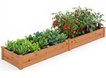 Costway Aiuola Rialzata In Legno, 240X60X25 Cm, Fioriera Per Ortaggi, Fiori, Erbe Aromatiche, Frutta, Fioriera, Aiuola, Aiuola Per Erbe Aromatiche, Aiuola Arancione