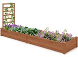 Costway Aiuola Rialzata Con Graticcio, Fioriera Con Spalliera, Fioriera In Legno Di Abete, Spalliera Da Giardino Con Graticcio, Vaso Da Fiori 235X63X102 Cm (Marrone)
