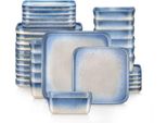 Servizio Da Tavola Vittoria 36 Pezzi – 12 Persone – Blu Nebbia – Servizio Da Tavola In Ceramica – Piatti Piani, Piatti Fondi E Piatti Da Colazione – Servizio Da Cucina