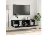 Maison Exclusive - Set Mobile Tv 2 Pezzi Nero 60 X 30 X 30 Cm Materiale Ligneo