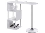 Tavolo Alto Bolt Edge Con Contenitore – Bianco – Struttura In Metallo – Tavolo Da Cucina – 113X40X105 Cm