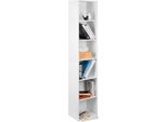 Happyment Scaffale Aperto In Faggio – 6 Ripiani – Bianco – Libreria – Legno Mdf – Per Soggiorno, Camera Da Letto E Camera Dei Bambini – 30X23,5X158,4 Cm