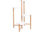 Portavasi Bolt Edge – 5 Ripiani – Tavolo Rotondo In Bambù Per Piante – Per Interni Ed Esterni – Scaffale Per Vasi Da Fiori – Bianco/Legno Naturale