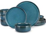 Servizio Da Tavola Lavish – Blu – 4 Persone – 12 Pezzi – Ceramica – Piatti Piani E Piatti Da Portata