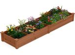 Costway Aiuola Rialzata In Legno, Aiuola Da Giardino Con 2 Cassette Per Piante E Divisori, Aiuola Per Erbe Aromatiche, Aiuola Per Piante, Aiuola Per Fiori, Legno Di Abete, 228 X 62 X 25 Cm, Marrone