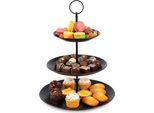 Vilde | Etagere - Nero - 34 Cm - In Porcellana - A 3 Livelli - Per Biscotti E Frutta
