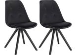 Sedie Per Sala Da Pranzo E Sala Ospiti – Set Da 2 – Velluto Nero – Gambe In Legno – Altezza Seduta 46 Cm
