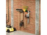 Qls Supporto Da Parete Per Attrezzi Da Giardino Supporto Per Utensili In Acciaio Nero 93 Cm 4 Ganci 11404