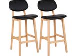 Sgabelli Da Bar – Set Da 2 – Struttura In Legno – Nero – Ergonomici – Con Schienale – Altezza Seduta 65 Cm