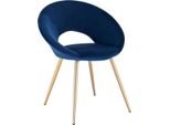 Sedia Da Pranzo Happyment Luxe In Velluto – Blu – Con Braccioli – Gambe In Metallo Dorato – Sedia Da Conferenza – Deluxe – Altezza Seduta 47 Cm – Sedia Da Salotto – Sedia Da Cucina – Sedia Singola – 1 Pezzo