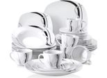 Servizio Da Tavola Fiorenzo Ovenschaal – 30 Pezzi – 6 Persone – Piatti Piani, Piatti Fondi, Piatti Da Colazione – Bianco – Piatti In Ceramica