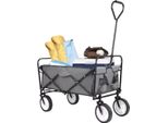 Carrello A Mano – Grigio – Carrello Da Spiaggia Pieghevole – Carrello Da Giardino Con Manico – All-Terrain – Capacità Di Carico 115 Kg
