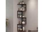 Scaffale Angolare HWC-O99, Scaffale Sospeso, Scaffale A Muro, Scaffale Angolare, 5 Ripiani, Metallo Industriale, Melamina Mvg 128X30X30 Cm ~ Marrone Scuro