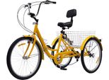 Triciclo A 7 Marce – Per Adulti E Anziani – 24 Pollici – Trike Pieghevole – Con Cestino E Illuminazione A Led – Arancione