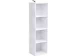 Libreria Happyment Hilda – Bianca – Scaffale A Terra – 4 Ripiani – Scaffale Aperto – Mdf – 30×24×106 Cm