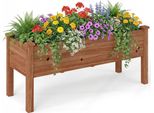Costway Aiuola Rialzata In Legno, Aiuola Per Bambini, 120X43,5X51 Cm, Vasca Resistente Fino A 100 Kg, Vaso Da Fiori Con Fori Di Drenaggio, Aiuola Per Erbe Aromatiche, Marrone