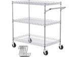 Carrello Multiuso A 3 Ripiani – Carrello Da Cucina E Organizer – Carrello Di Servizio Con 4 Ruote, Di Cui 2 Bloccabili – Metallo Nero